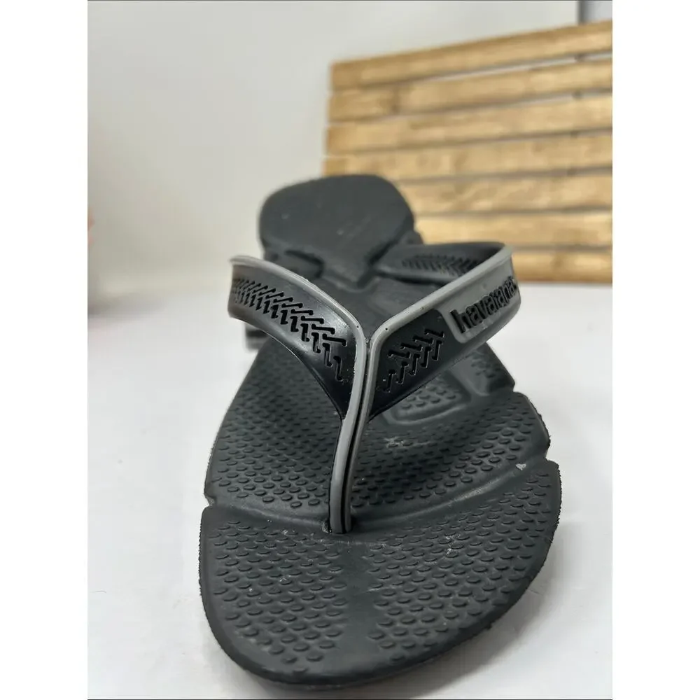 Havaianas Men’s Black Flip Flops with Gray Trim Size 41